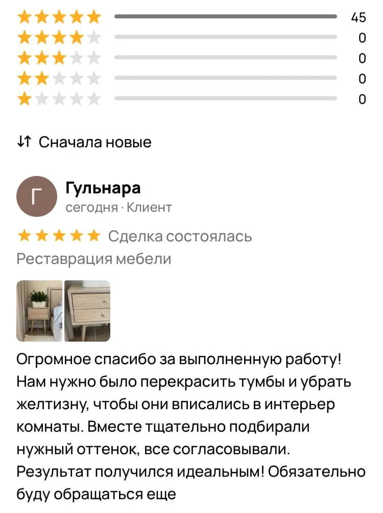 Отзывы о реставрации антикварной мебели на Авито